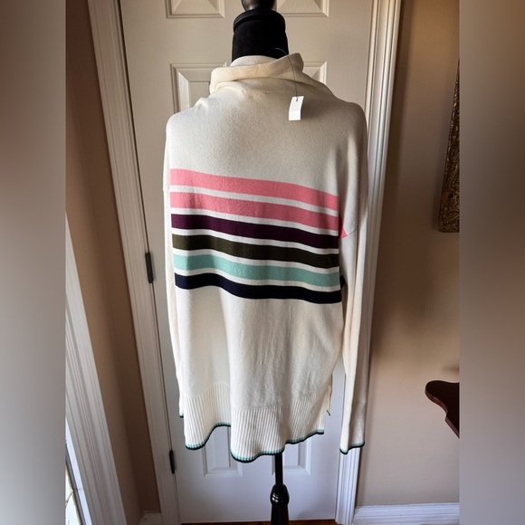 Talbots Cream Cowl Neck Sweater with Colorful Stripes NWT - Picture 9 of 12